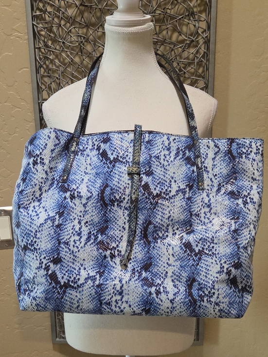 White House Black Market Handbags - WHBM Reversible Blue And Black Snake-Print Tote Bag